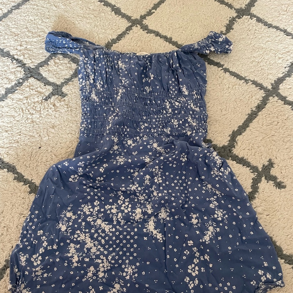 Blue Off-Shoulder Sleeveless Sundress